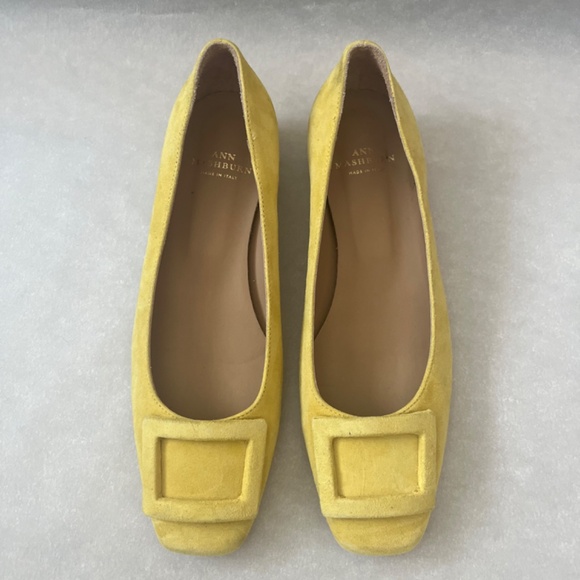 Ann Mashburn Chic Suede Buckle Cushioned Casual Shoe Flats in Citron Yellow 7.5 - Picture 3 of 13